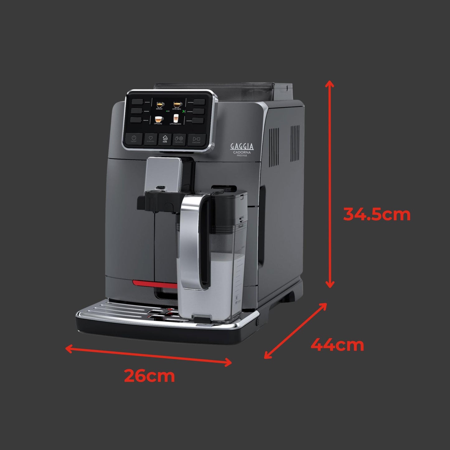 Gaggia Cadorna Prestige Super-Automatic Espresso Machine, Medium, 60.8 fl.oz. Anthracite