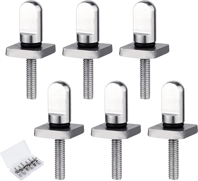 6pcs 316 Stainless Steel Fin Screws, No Tool Surfboard Fin Screws with O Rings Paddle Board Replacement for SUP Paddleboar...