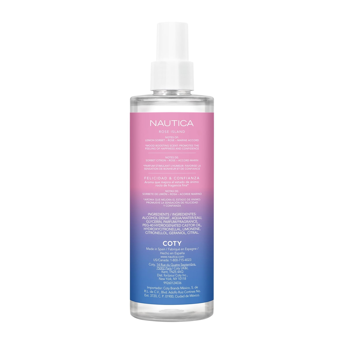 Nautica for Her Rose Island Body Mist, 8.4 Fl Oz (Pack of 1), Notes of Lemon, Rose, and Musk, Women's Fragrance, Long Lasting, Mood-Boosting Fragrance, Vegan Formula