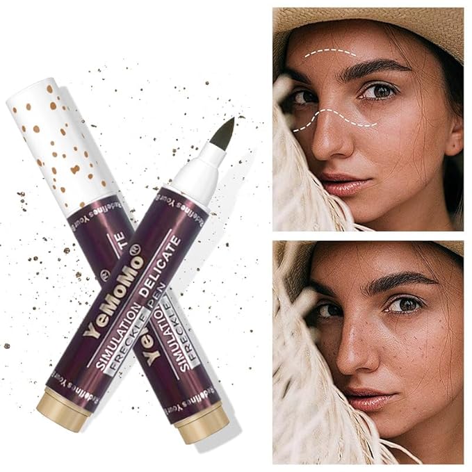 Freckle Pen, Waterproof Makeup Marker, Caramel Light Brown and Coffee Dark Brown, Long-Lasting Simulation Freckle Makeup (Light Brown)
