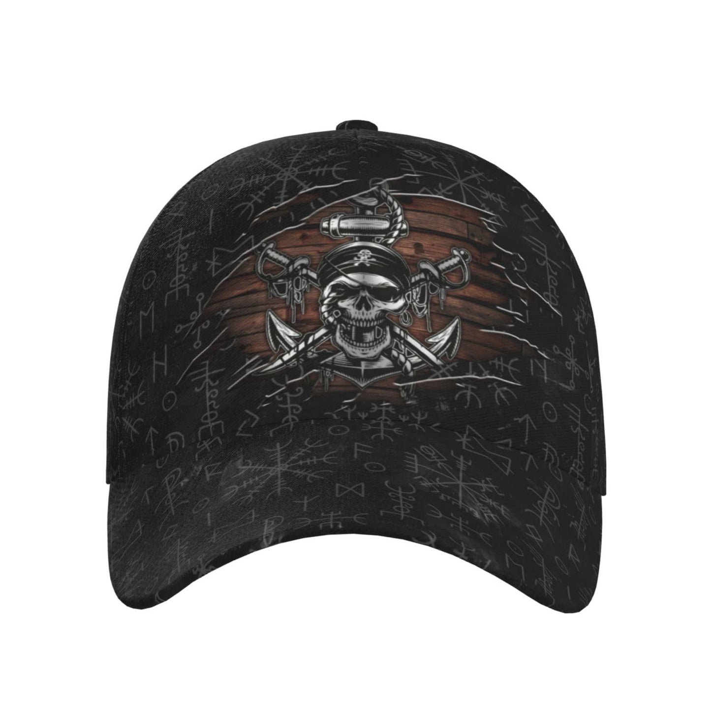 THE PIRATE KING Anime Pirate Captain Baseball Cap Skull Print Hat Halloween Baseball Cap Adjustable for Men and Women Black