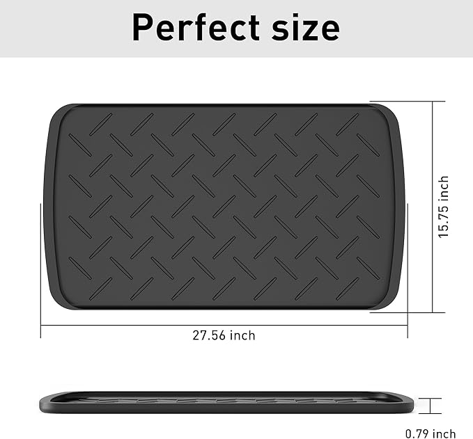 Boot Trays Heavy Duty Rubber Mat with Lip, Waterproof Shoe Mat Tray for Entryway Shoe Tray Multi-Purpose for Indoor or Outdoor 27.56 x 15.75inch