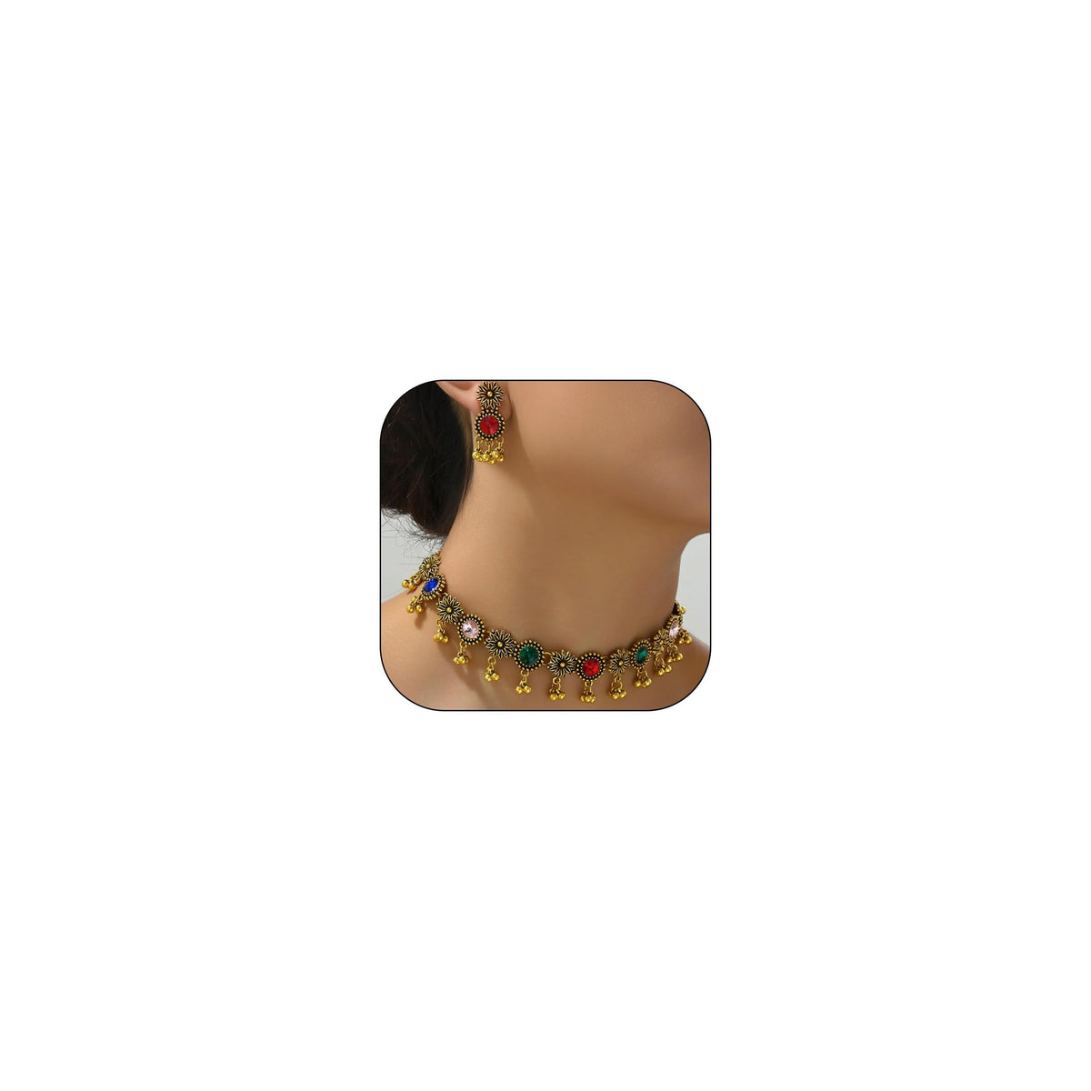Dcfywl731 Indian Jewelry Sets for Women Bollywood Wedding Jewelry Necklace Set Oxidized Indian Choker Necklace with Maang Tikka Earrings Set Jewelry Gift