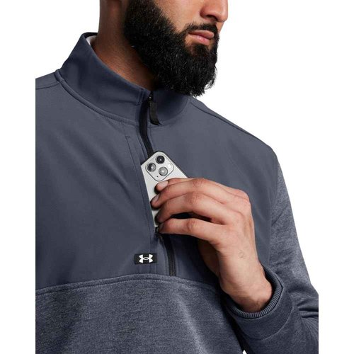 Under Armour Men's Drive Storm SweaterFleece Half Zip, (044) Downpour Gray / / White, Small