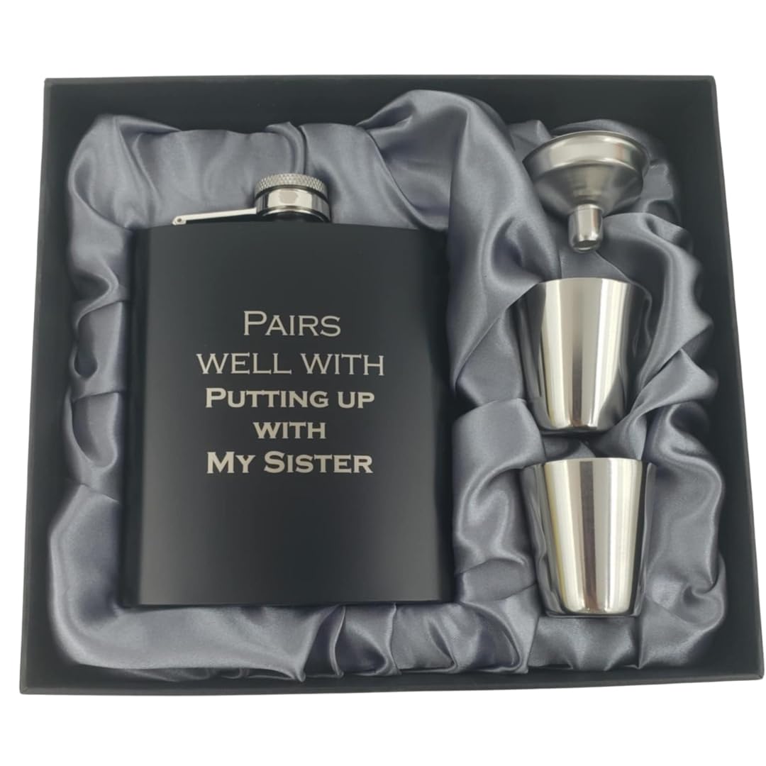 Brother in Law Gifts Funny Christmas, Cool Gifts for Brother in Law Adult Birthday Present, Bro-in-Law Funny Flask, Pairs Well Putting Up With Sister Flask (My)