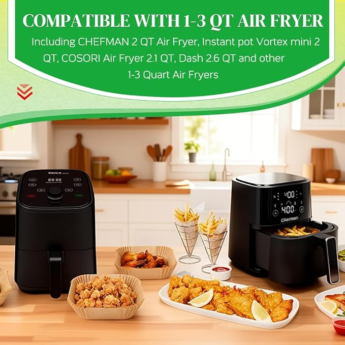 BYKITCHEN Small Air Fryer Liners for 1 to 3 QT Airfryer, 5.5in Mini Airfryer Parchment Paper Sheet, Compatible with CHEFMAN 2 Quart, Cosori 2.1QT, Dash 2.6Qt, Instant Pot Vortex 2QT Airfryer (120PCS)