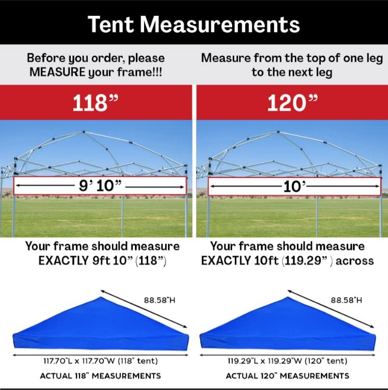 10x10 Pop Up Canopy Top Replacement Cover (Top Only)