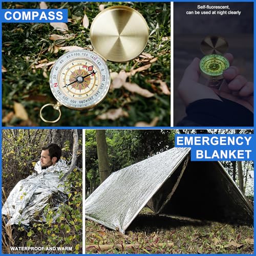 LAUFARY Survival Kits 30 in 1, Christmas Birth Day Gift for Men Women Adventure Lovers, Survival Gear and Equipment, Campi...