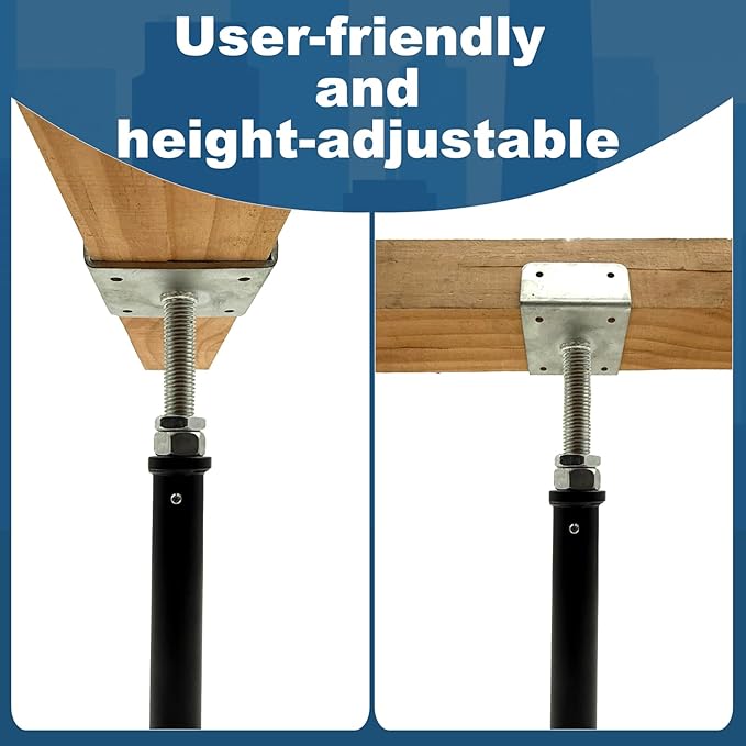 YXGJDP 2 Pack U-Shaped Floor Jack - Adjustable Steel Beam Support for 4x2, 4x4, 4x6 Joists Heavy Duty Screw Jack with U-Head Telepost & House Jack.6-8.5 Inch Adjustment Range.