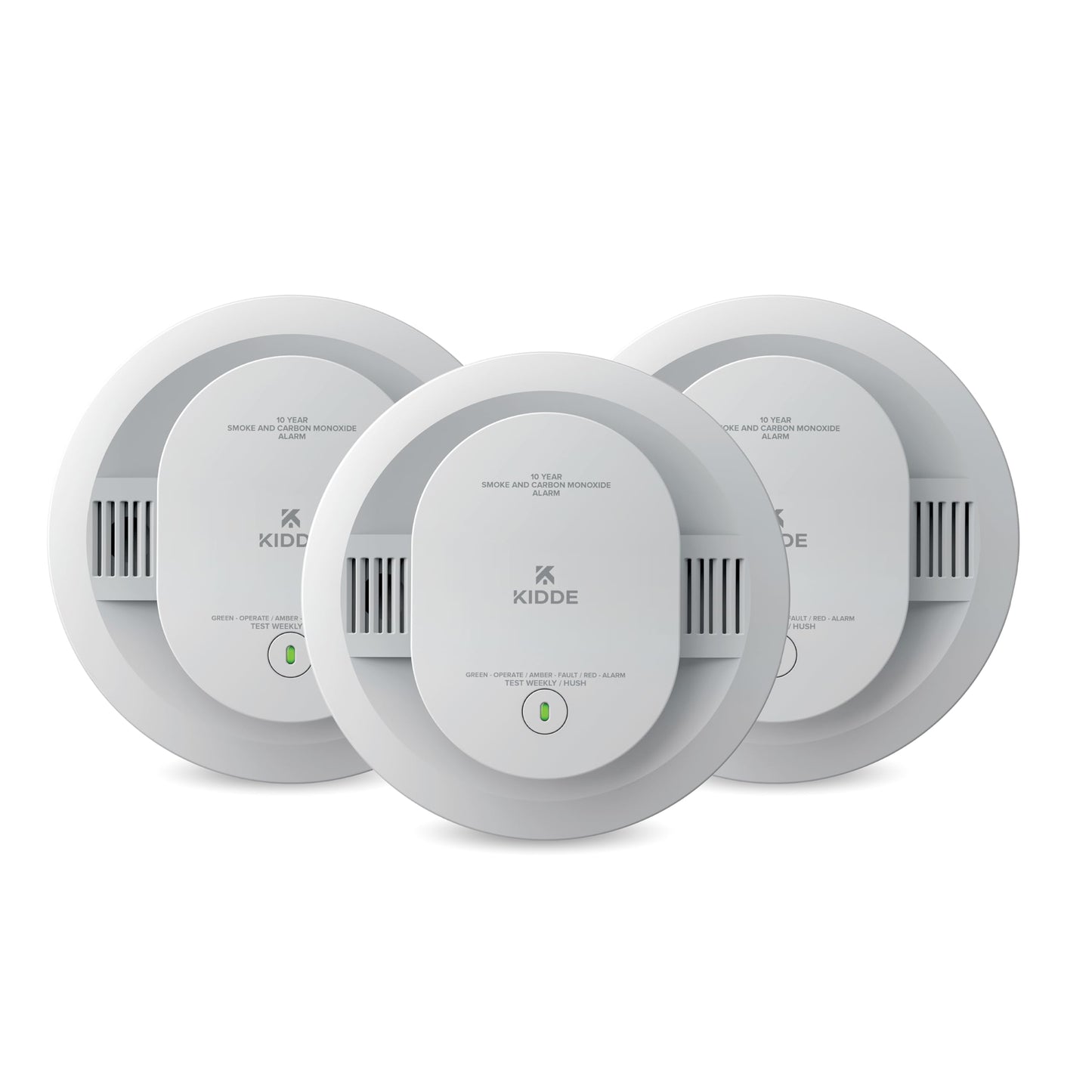Kidde Smoke & Carbon Monoxide Detector for Home, 10-Year Battery Powered, Voice Alerts, 3-Pack