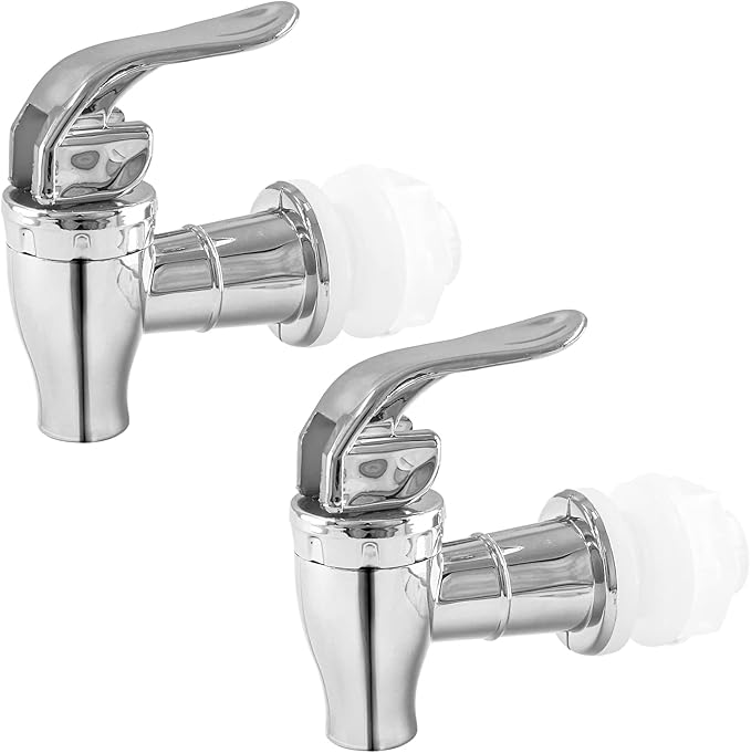 Biaungdo 2 Pcs Replacement Spigot for Beverage Dispenser, Silver Push Style Beverage Dispenser Carafe Spigot Water Dispens...