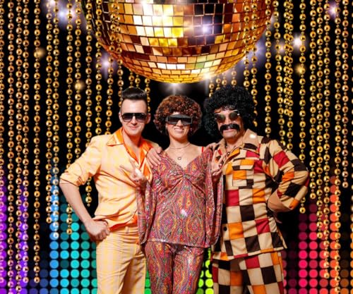Lexfvpoo Disco Backdrop 10x8ft Golden Glitter Disco Ball Photo Background for Photography 70s 80s 90s Theme Party Decorati...