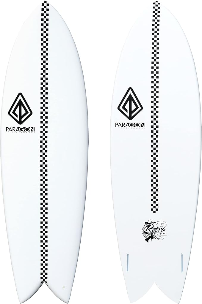 Paragon Surfboards Epoxy Fiberglass Surfboard | Fast, Stylish & Fun Retro Fish Surfboard Ideal to Ride Small to Medium Siz...