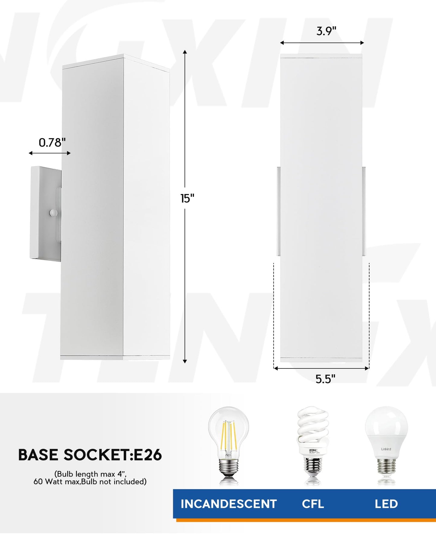 TENGXIN Outdoor Wall Lights, 15” Modern Outdoor Wall Sconces for House,White Waterproof Exterior Porch Light,Up and Down Lighting for Outside,Garage