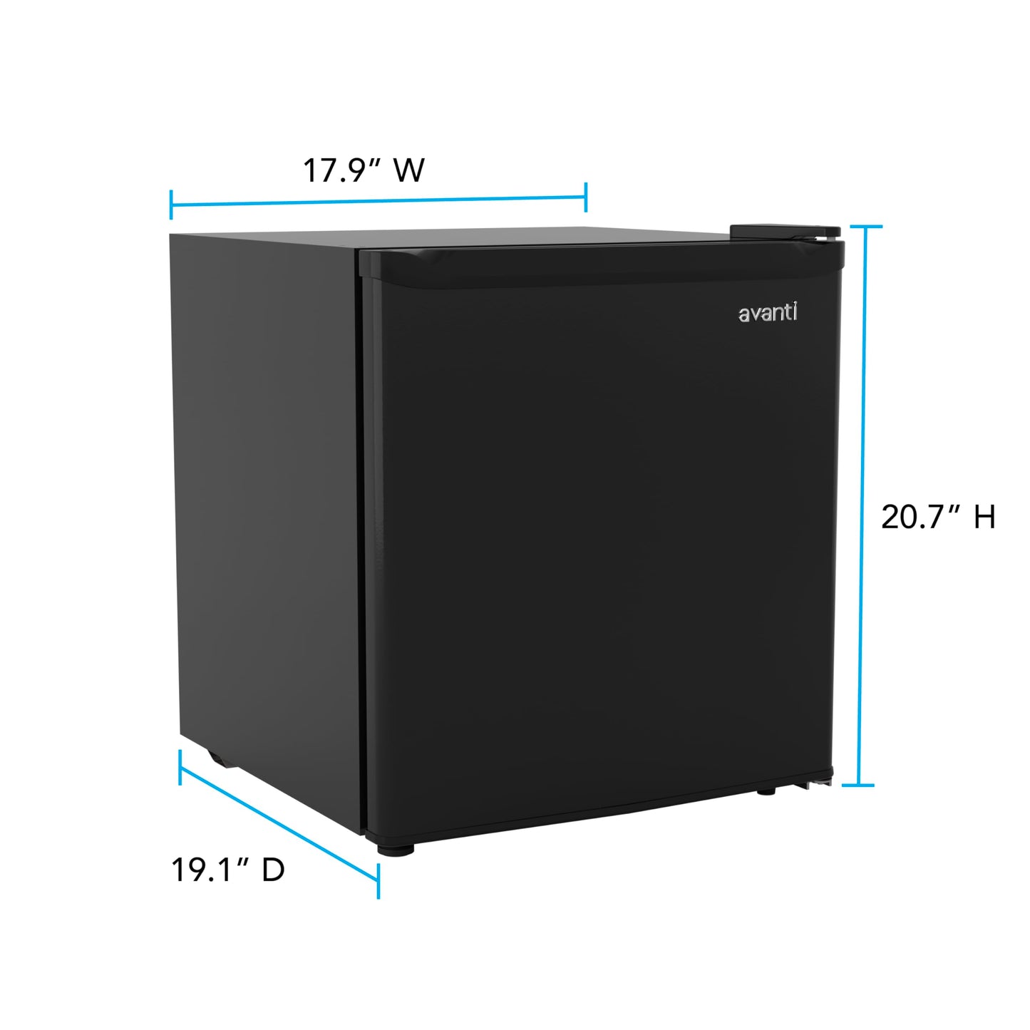 Avanti Mini Fridge 1.6 Cu. Ft. Compact Refrigerator for Dorm, Office & Bedroom, Chiller Compartment, Glass Shelf, Reversible Door with Automatic Defrost, ENERGY STAR, Black