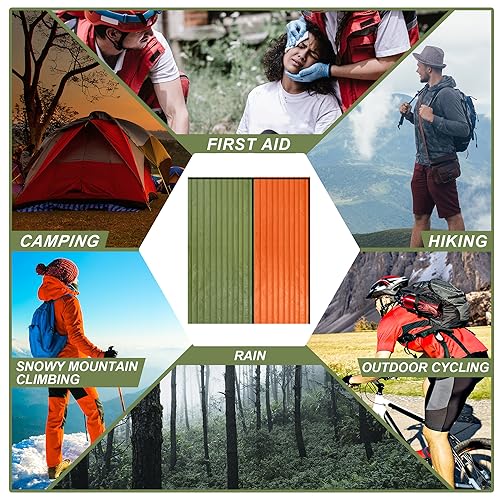 Preboun Emergency Sleeping Bag Bulk Portable Lightweight Survival Bag Thermal Bivy Sack Emergency Blanket Survival Gear fo...