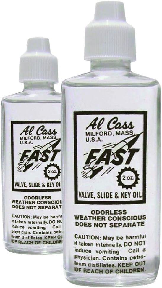 Official Al Cass Fast Valve, Slide & Key Oil | 2 Oz Bottle | Odorless, Non-Gumming Lubricant For Brass Instruments | Trusted By