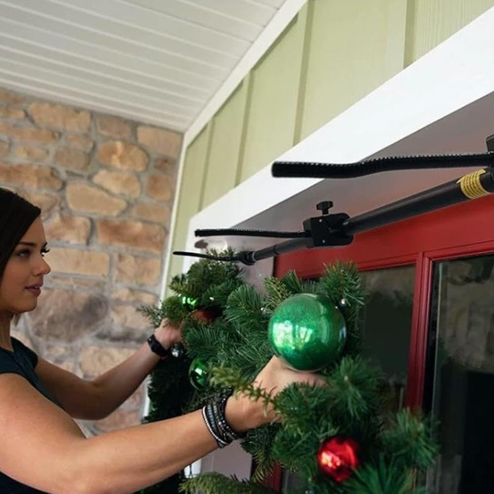 Garland Hanger for Front Door | Adjustable Fits 32"- 80" Doors | Heavy-Duty Christmas Halloween Decoration Holder for Wreaths, Lights & More | No Screws, Drilling, Glue-Damage-Free