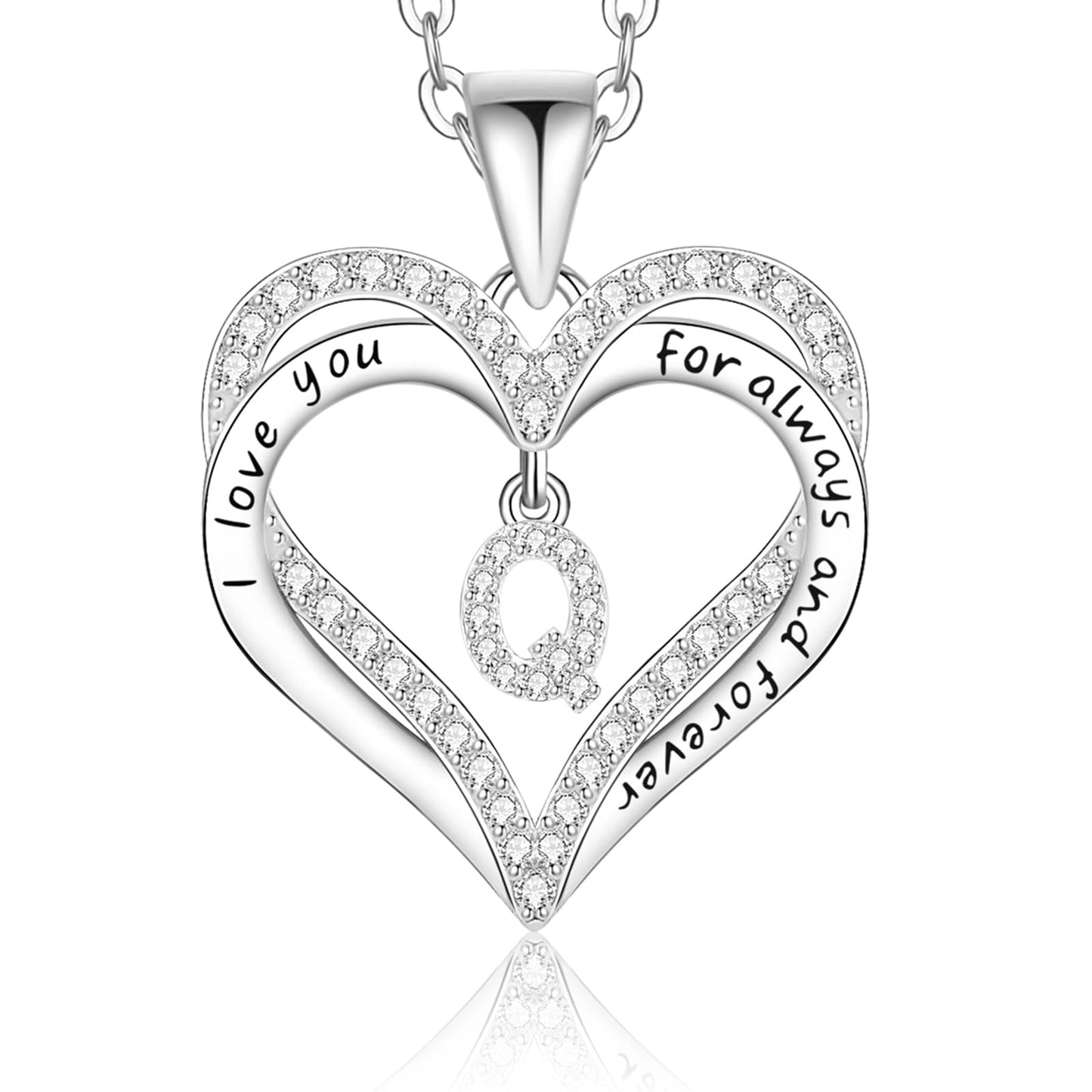 Lomantise Heart Initial Necklace Gift for Women, 925 Sterling Silver Initial Letter Pendant Necklace Christmas Anniversary Birthday Jewelry Gifts for Women Wife Girlfriend Her Mom