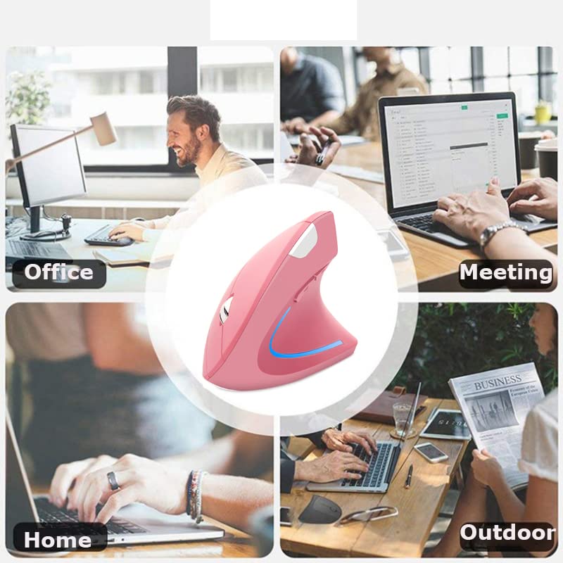 Wireless Mouse Ergonomic Vertical Ergo High Presion Optical Lightweight Cordless LED Light Large Cute Wireless Mouse for L...