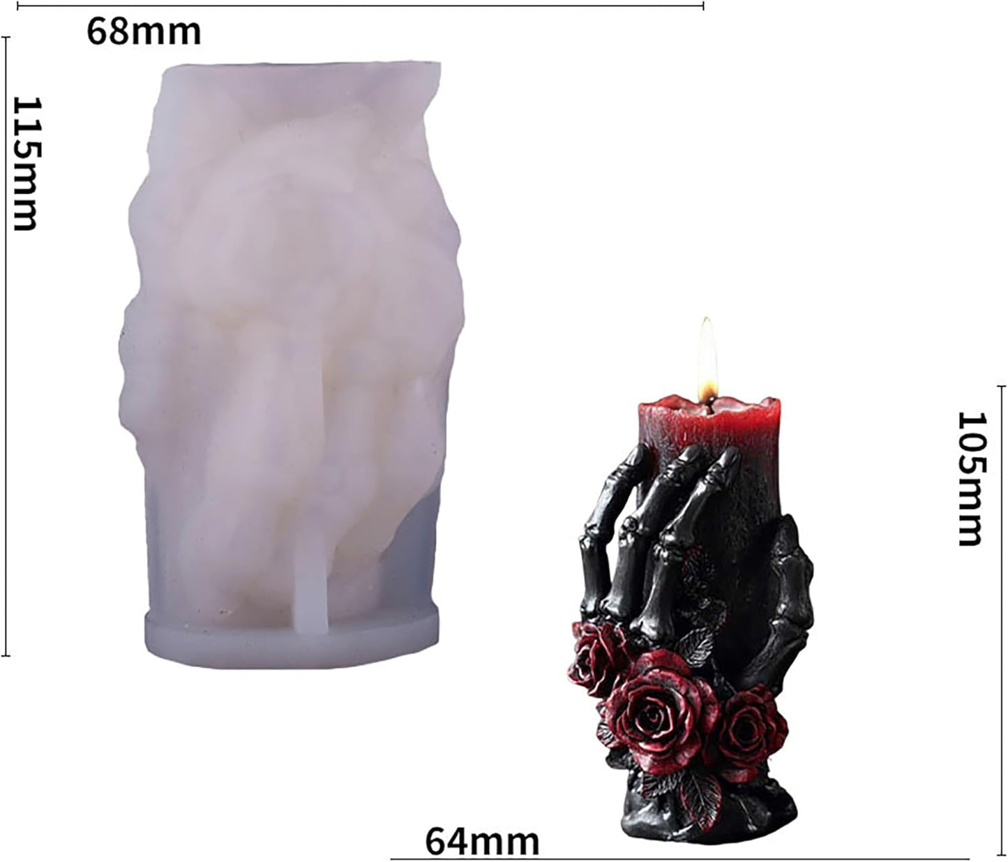 Skull Hand Ghost Cylinder Molds Silicone Wave Spiral Candle Mold - Silicone Resin Casting Molds for Candle & Resin & Soap Craft Supplies