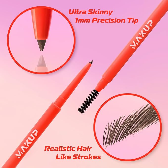 MAKUP Skinny Brow, Ultra Precise Eyebrow Pencil, Creamy, Micro Stroke Pencil Defines to Create Full, Natural Brows Light Brown (Taupe)