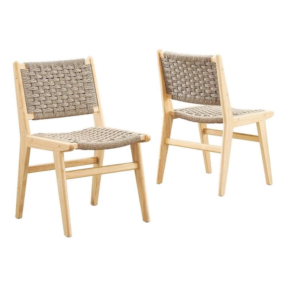 Modway Saoirse Woven Rope Wood Dining Side Chair in Natural Natural