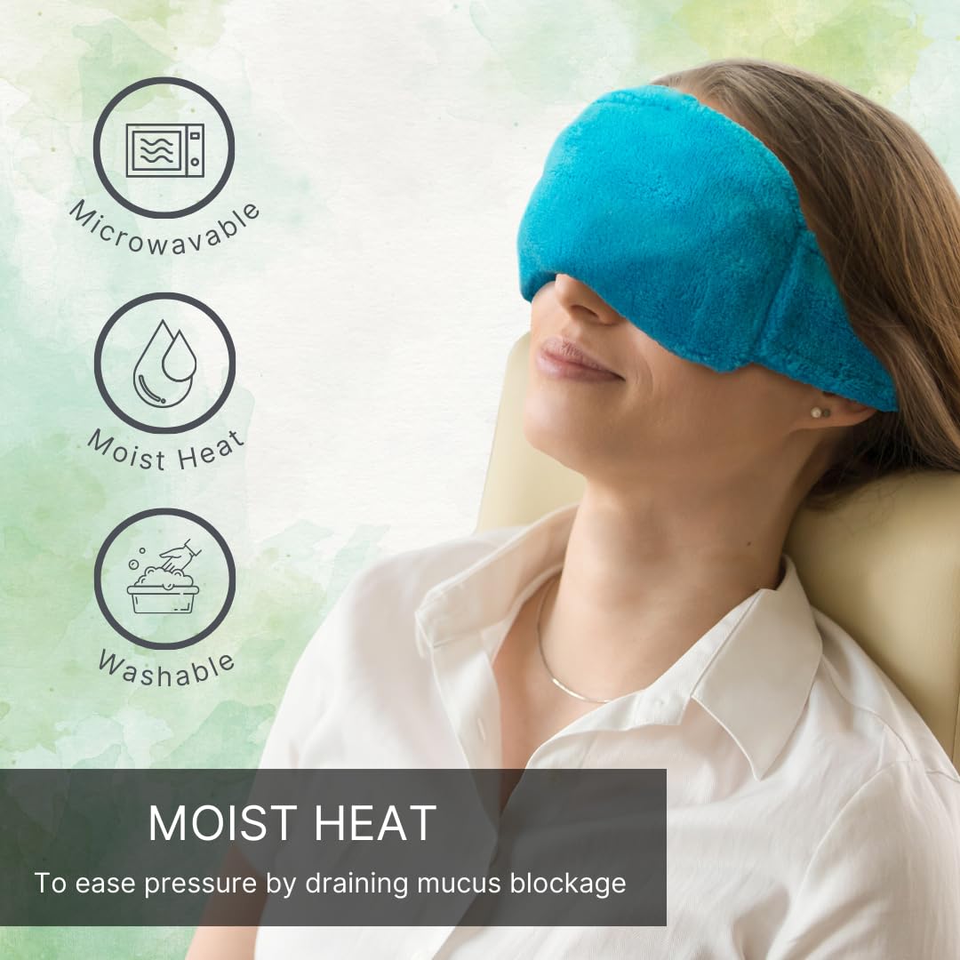 Sinus Relief Mask - Moist Heat for Allergy Pressure - Cold or Warm - Microwavable Ice Pack for Migraine Headache Pain, Self Care Spa Gifts, Relaxation, Weighted Sleep Mask, Eye Pillow, Men or Women