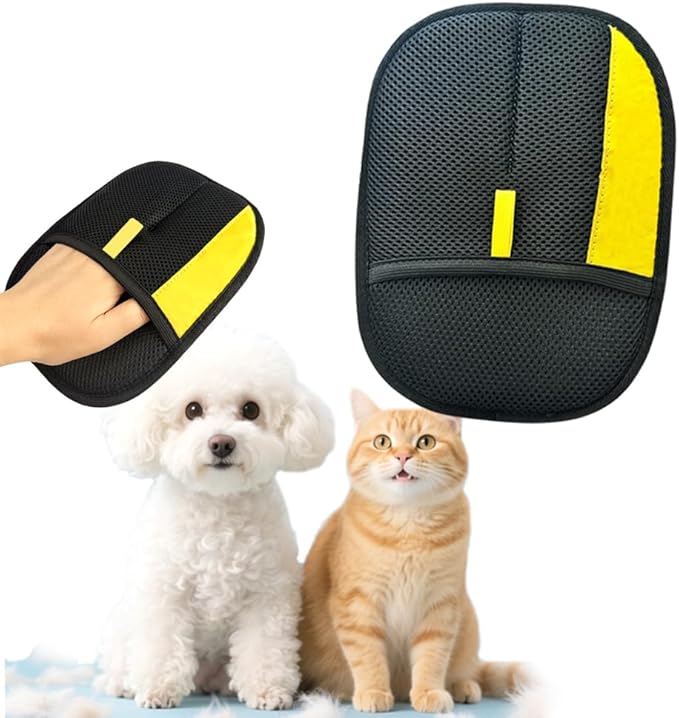 Electrostatic Pet Hair Removal Gloves: Quick Wiping - Reusable & Washable for Sofa Clothing Pet Beds Effortless Cats & Dogs Hair Remover for Busy Pet Owners (1pcs-Black)