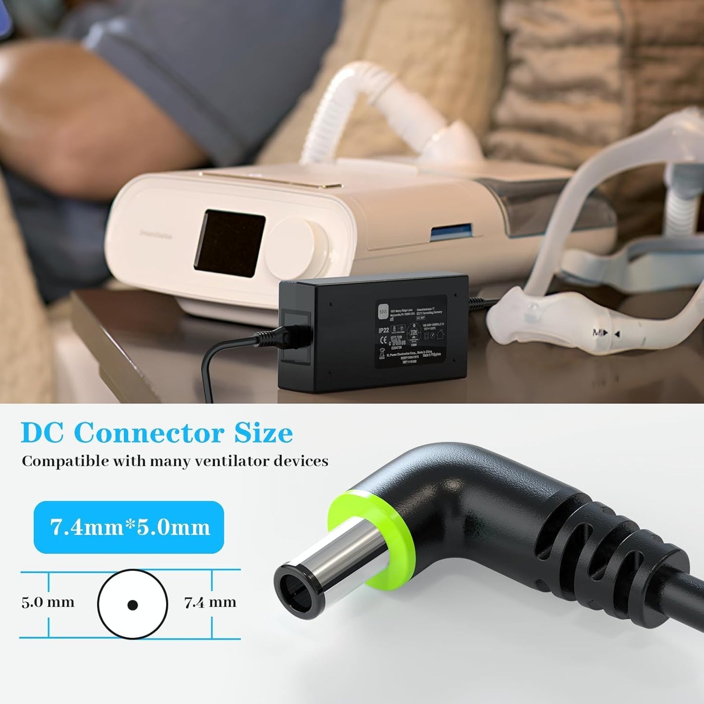 HHZ 80W Charger Compatible with Philips DS500 DS700 DSX510H11C DSX520T11C, DreamStation 2 Respironics CPAP Auto Pro Ref 1144267 MEA080A12C 12V 6.67A Adapter 1118499 100589 Power Cord Supply
