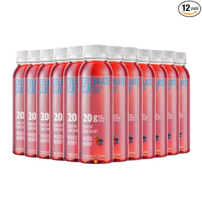 Celebrate Vitamins Celebrate CLR Whey Isolate Protein Water, Mixed Berry - 20g Protein, Ready to Drink - Gluten Free and S...