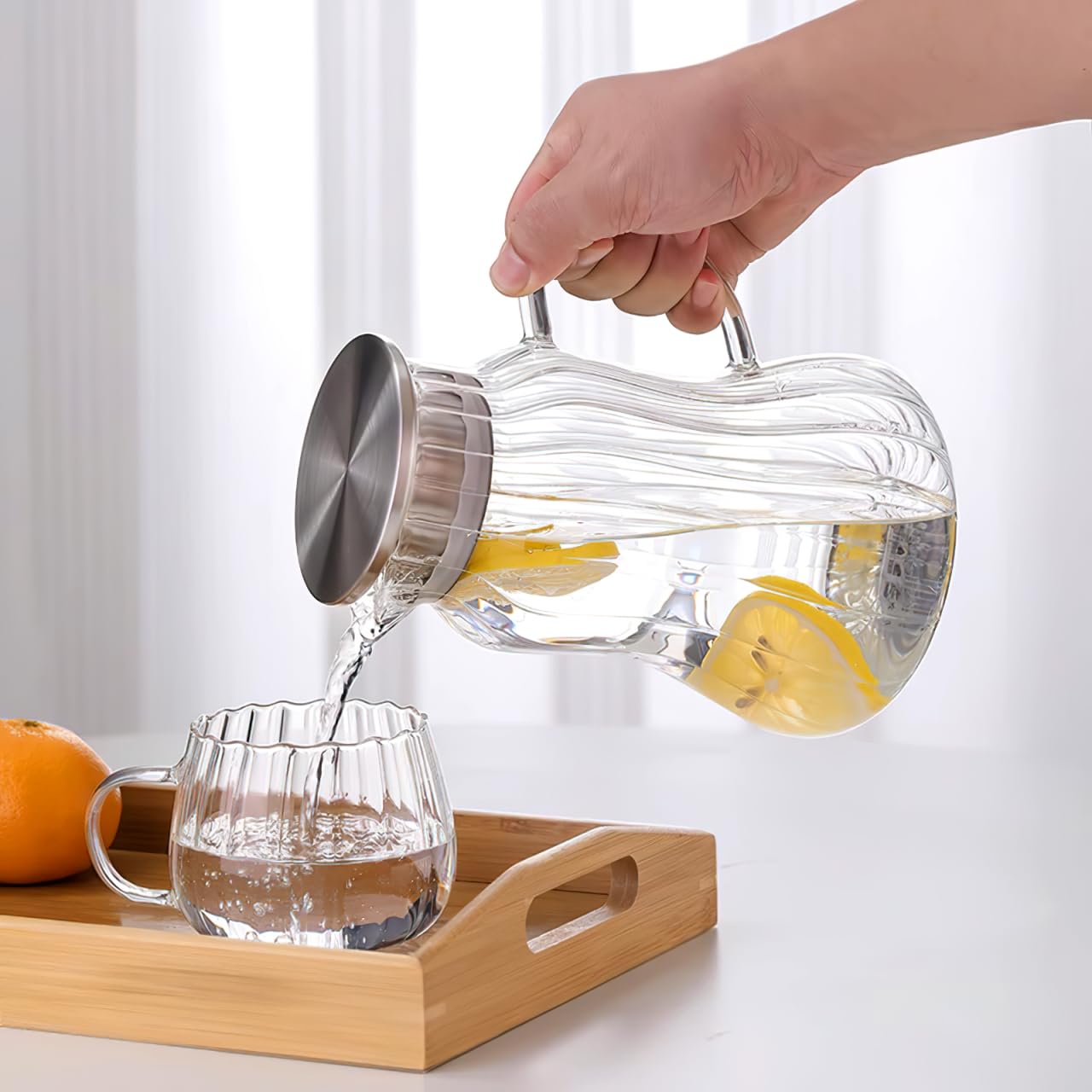 STOBOK 2Pcs Clear Mug, 350ml Glass Mugs Pumpkin Shaped Glass Mugs with Handle for Milk, Latte, Cappuccino,Espresso, Hot Beverage