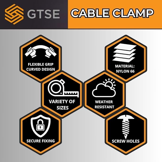 GTSE White Nylon Plastic Cable Clamps, 1/2" Screw Mounts for Cable, Rope, Tube Management, 100 Pack