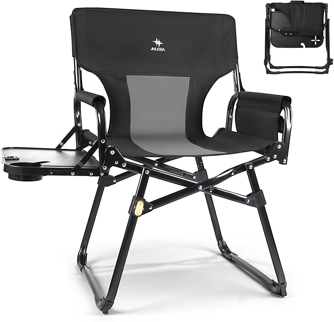 JKLESA Heavy-Duty Camping Director’s Chair with Side Table, 400lb Capacity, 600D Oxford, Quick Setup, Smart Storage & Ergo...