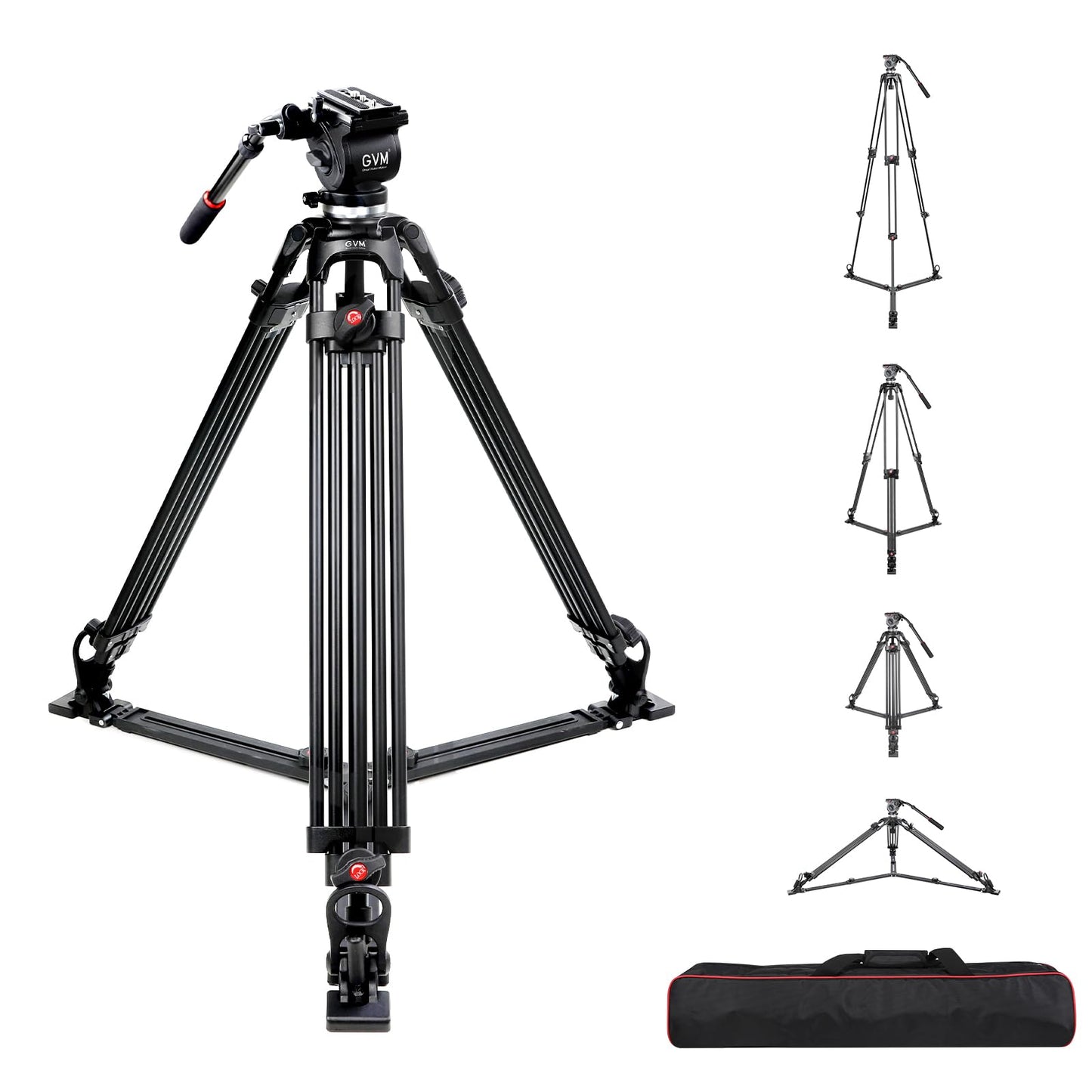 GVM 67" Video Tripod with Adjustable Damping Fluid Head, Metal Heavy Duty Dual-Mode QR Plate Compatible Flexible 360° Pan+90°/-75° Tilt, Max Load 22lb/10kg, for DSLR, Camcorders and Video Shooting