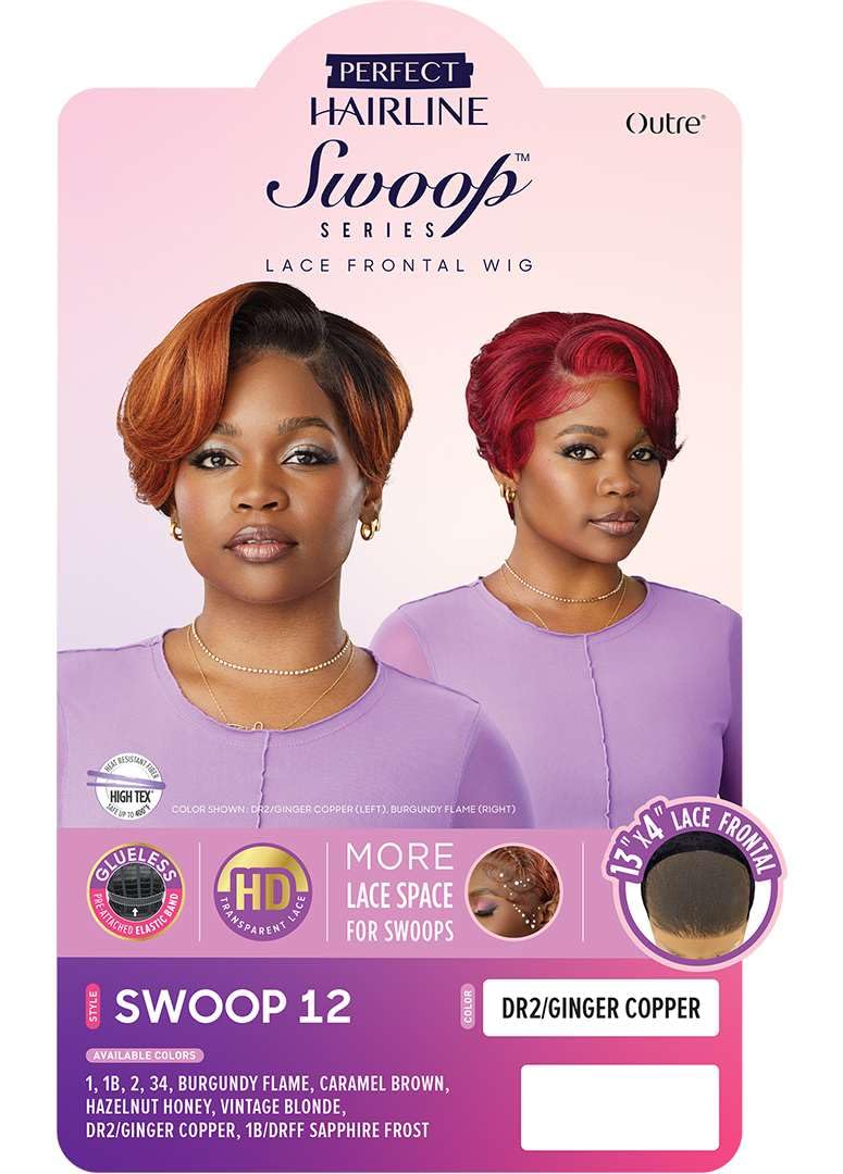 Outre Lace Front Wig - Perfect Hair Line 13X4 - Swoop Series - Swoop 12 (JET BLACK 1)