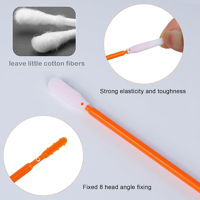 Wellgler's 3.65'' Foam Cleaning Swabs,Multi-Purpose Detailing Foam Tip Swabs, for Electronics,Gun,Car Vent,Printer,Sewing Machine. KM722 (Orange 200PCS)