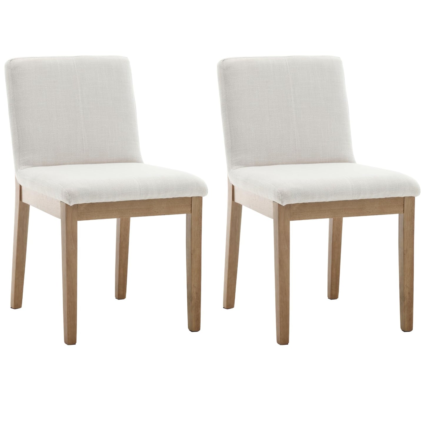 chairus Dining Chairs Armless Fabric Upholstered Kitchen & Dining Room Chairs Set of 2, Mid-Century Modern Side Chair with Natural Solid Wood Legs for Dining Room Restaurant - Linen Beige