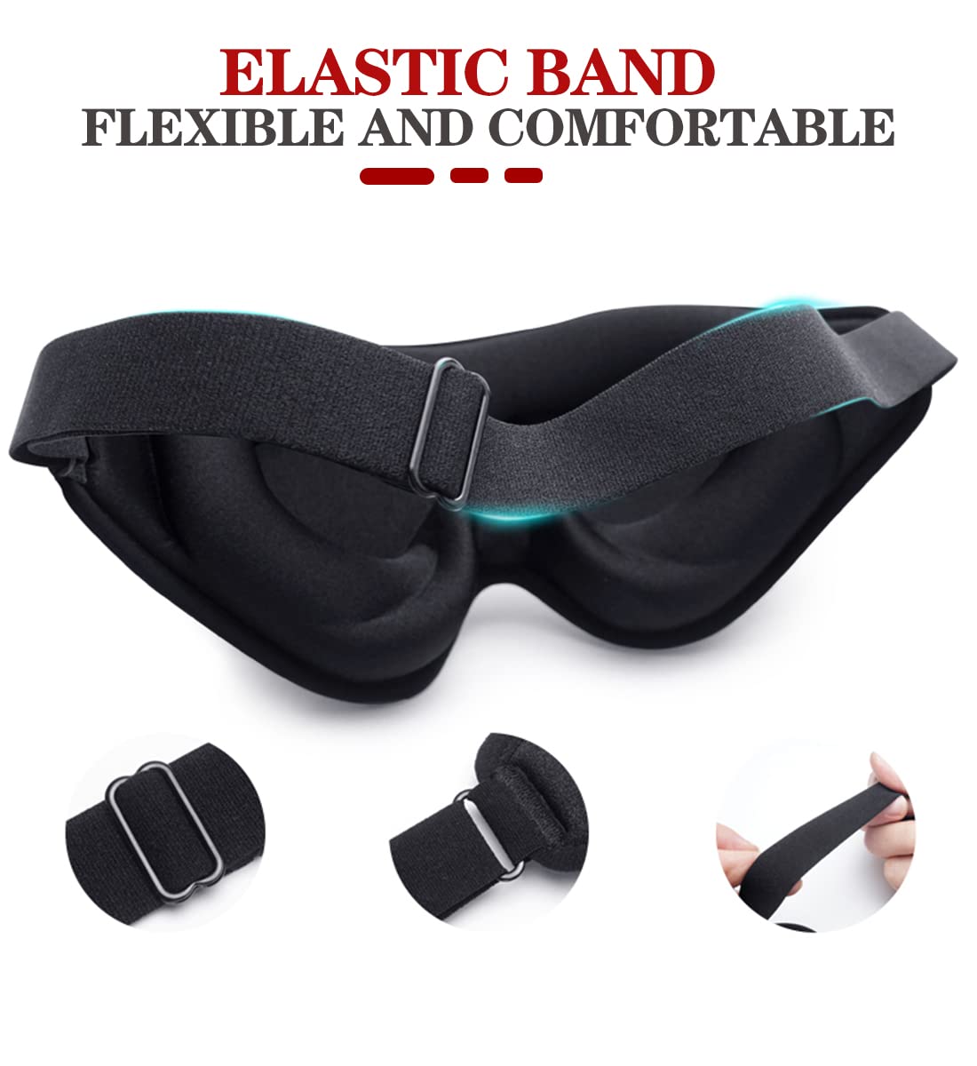 Sleep Mask, 3D Deep Contoured Eye Covers for Sleeping, 99% Block Out Light Eye Mask, Zero Pressure Cup Blindfold for Men Women, with Adjustable Strap for Sleeping, Yoga, Traveling (Black)