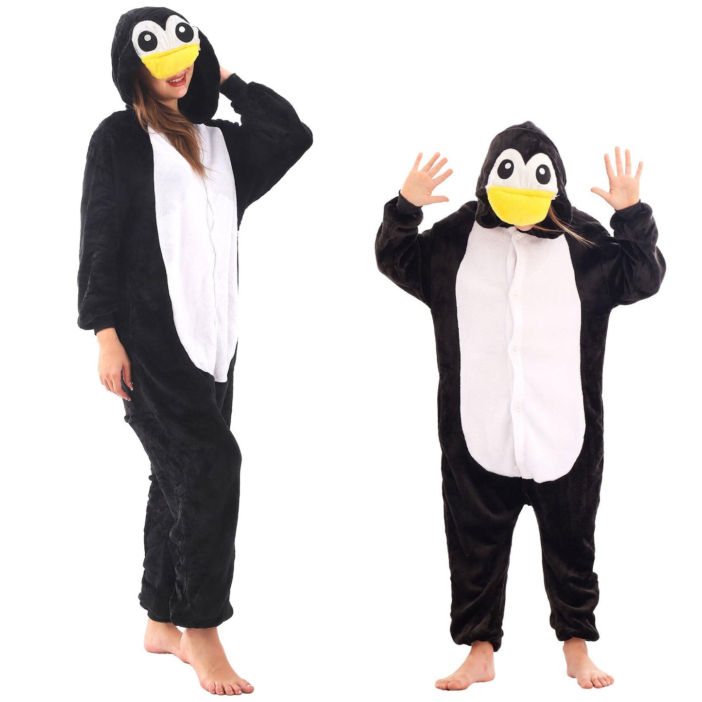 LOBUJOU Animal Hooded Onesie Costume for Kids Adults Boys Girls Halloween Easter Mens Womens Cosplay Outfit Kit Penguin 120