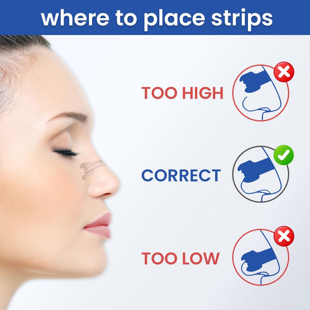 MASSNER Nasal Strips for Snoring & Breathing – Soft, Plastic-Free Nose Strips for Sleeping – Drug-Free, No Magnet Design for Comfortable Airflow (Large 100 Count)