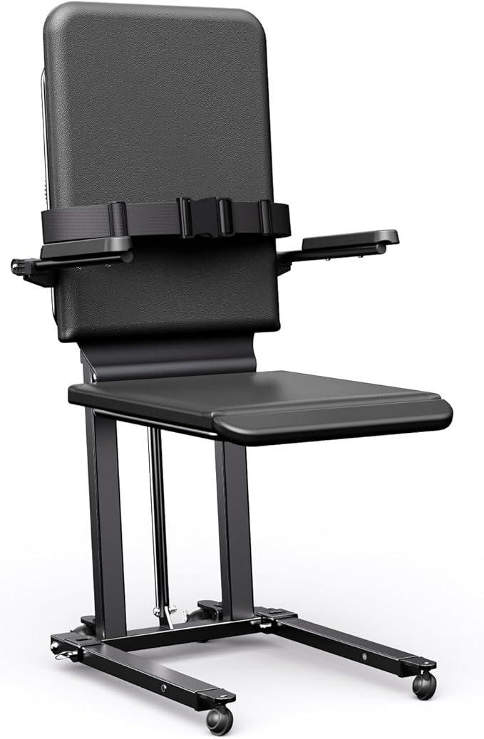 MediHoist Steel Electric Floor Lift Chair with Wheels and PU Cushion, Floor Lift for Elderly, 440 LBS Capacity, Seat Belts and Handrails, Suitable for Home Use
