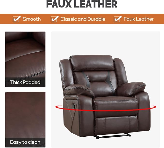 EBELLO Faux Leather Recliner Sofa Furniture Set for Living Room, 2 Recliner Chairs, 3 Seat Recliniing Sofa Couch Set for Meeting Room, Dark Brown