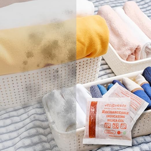 Adsorbco Rechargeable Desiccant, Indicating Silica Gel Packets, Moisture Absorbers for Storage, Gun Safe Dehumidifiers (100, 2g)