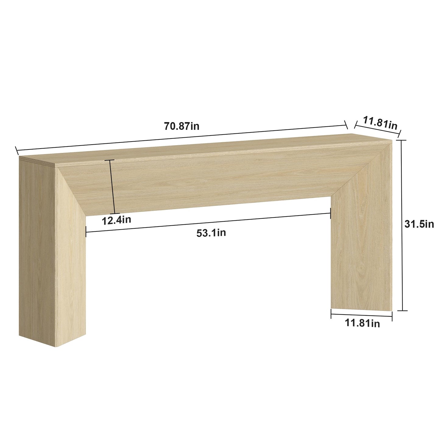 knoworld 70.9 Inch Long Console Table, Farmhouse Entryway Table with Sturdy Triangular Base, Wood Narrow Behind Couch Sofa Table for Living Room, Hallway, Foyer, Natrual Oak