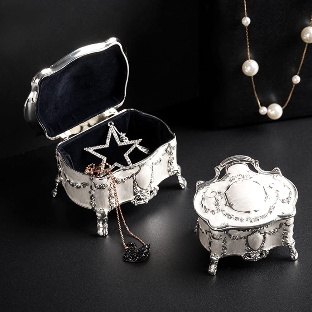 AVESON Luxury Vintage Metal Alloy Jewelry Box Ring Trinket Case Christmas Birthday Gift, Medium