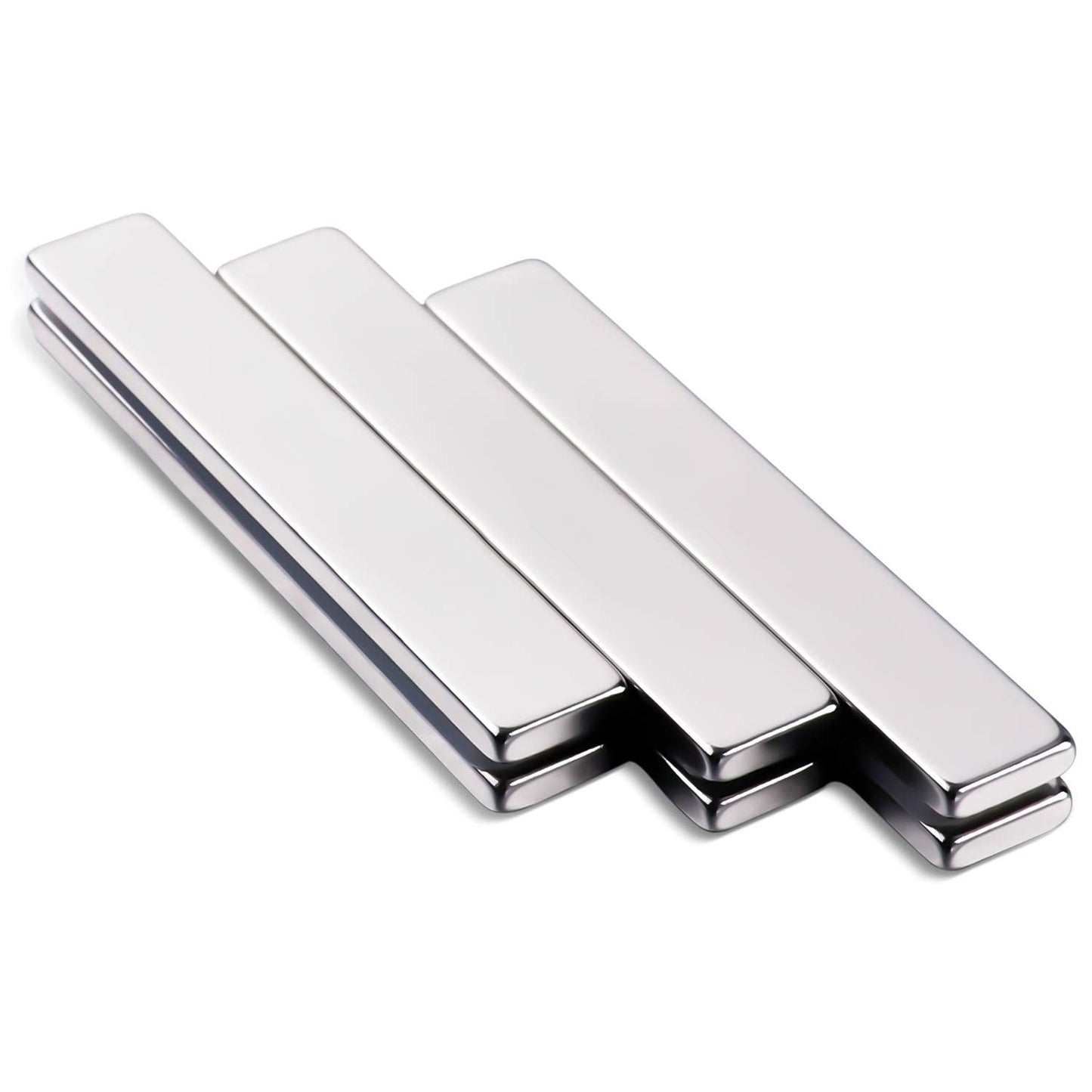 MIKEDE Magnets 6pcs Neodymium Magnet 2.36x0.39x0.12inch Strong Rare Earth with Adhesive Backing Heavy Duty Fridge Magnetic Strips Refrigerator Blocks Crafts Extra Super Sticky Bar 60x10x3mm (Silver)