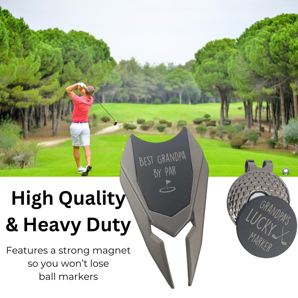 Best Grandpa By Par Divot Tool Set, Golf Gifts for Grandpa from Granddaughter, Golf Grandpa Gifts from Grandkids, Gift for Grandpa from Grandkids, Grandpa Baby Announcement, New Grandpa Gifts, Golfing