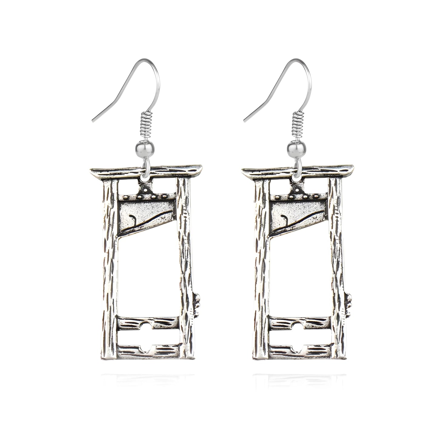 Gothic Silver Guillotine Earrings for Women Guillotine Dangle Earrings Hip Hop Rock Cosplay Party Cool Earrings Jewelry(Silver)