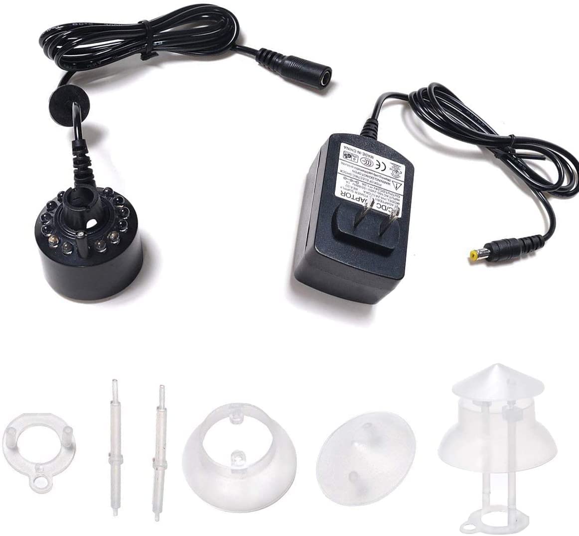 Skrmisda Mist Maker, 12 LED Mister Forgger with Splash Guard Pond Fog Machine, Large Capacity of Mist for Holiday Decor